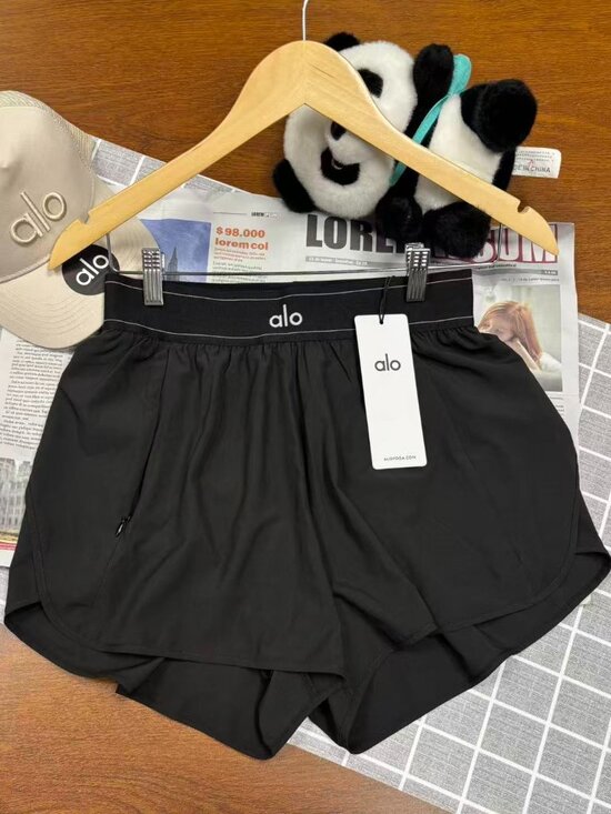 Alo Yoga Pants - 🏷️NWT Alo Yoga Match Point Sports Shorts Black High and Low Rise Fitness Shorts